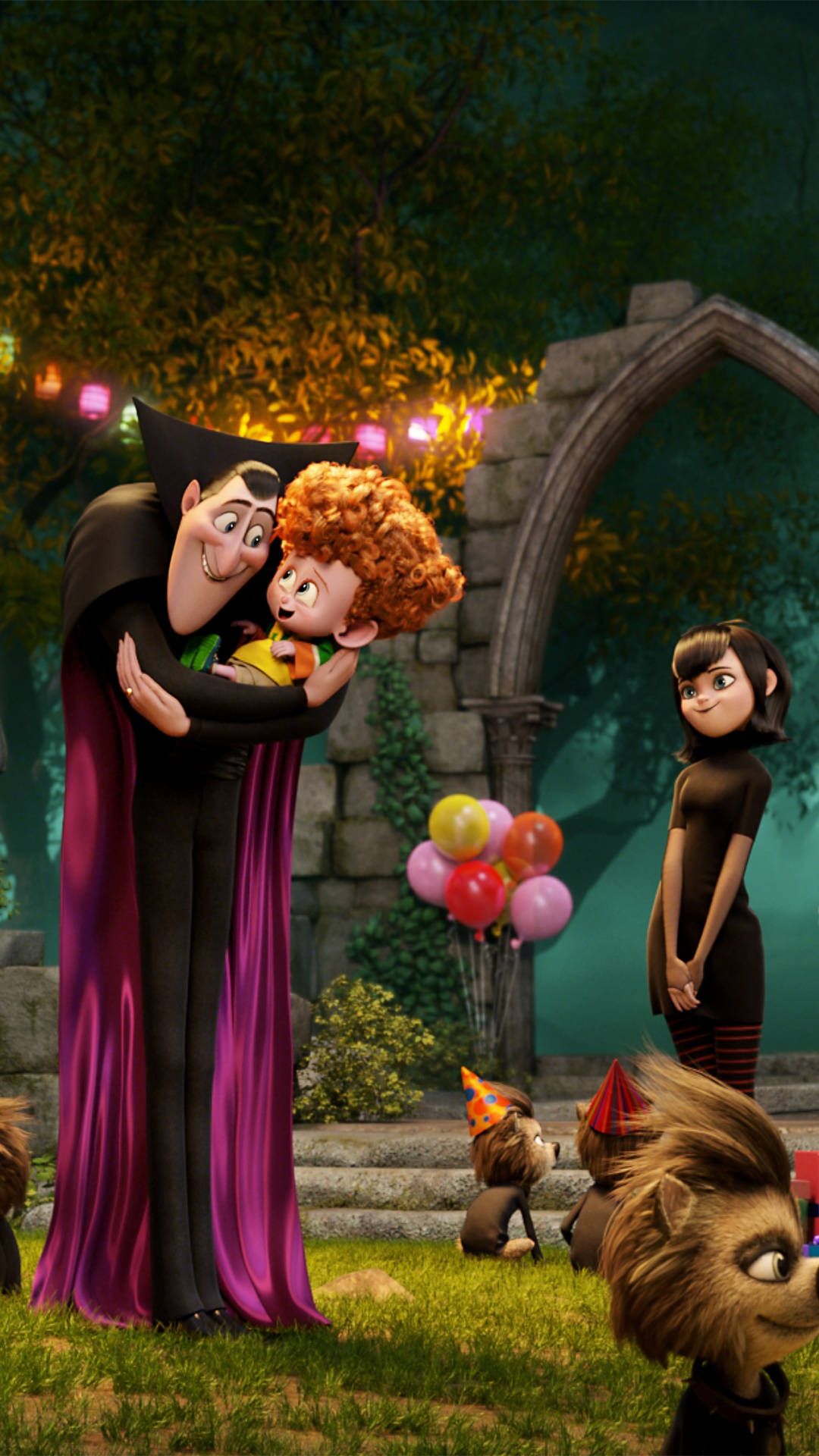1080x1920 Download Hotel Transylvania Count Dracula Holding Dennis Wallpaper