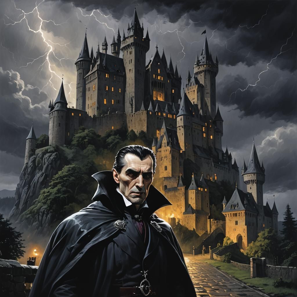 1024x1024 Count Dracula's Castle Bran in Dark Fantasy Style