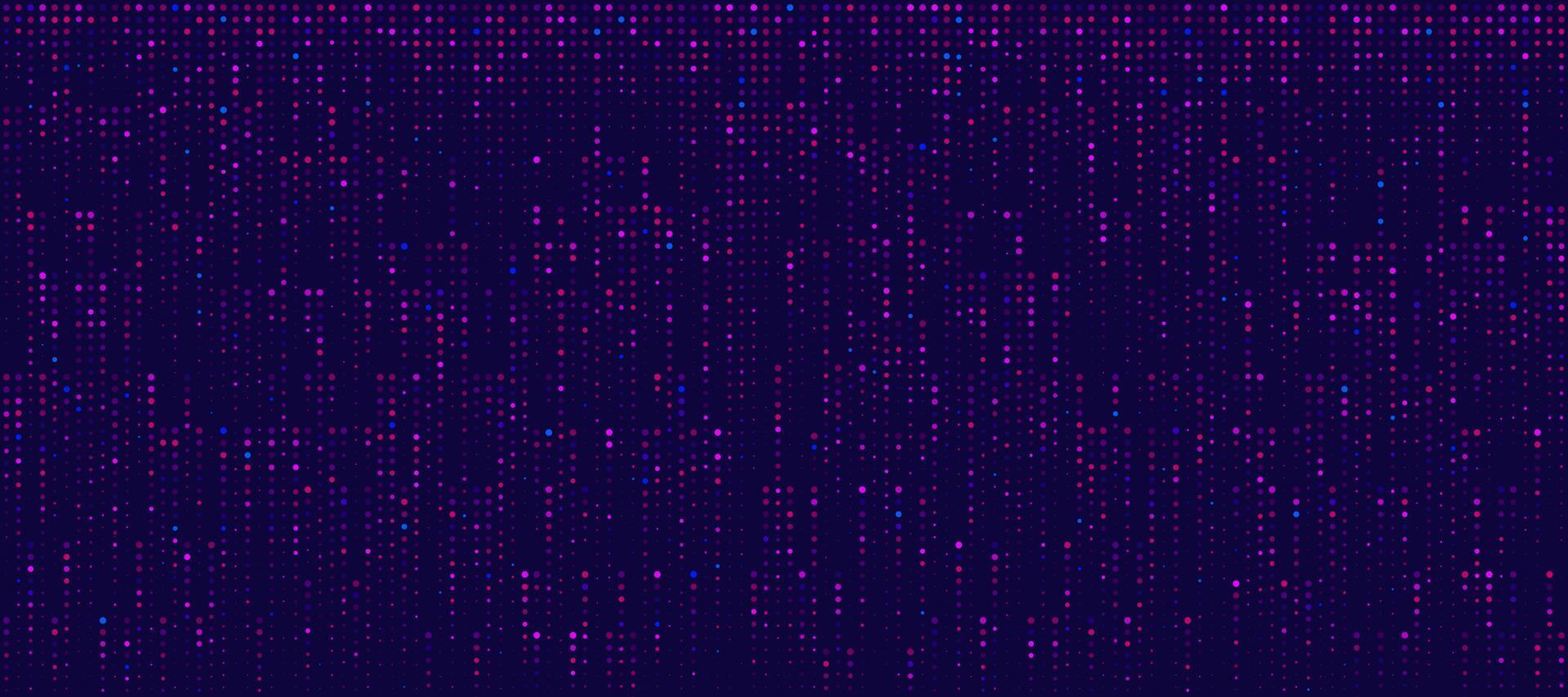 1920x853 Abstract minimal pink purple blue vertical random dotted pattern on dark blue background. Simple modern texture halftone style. Technology futuristic banner design. Digital data concept. EPS10 vector