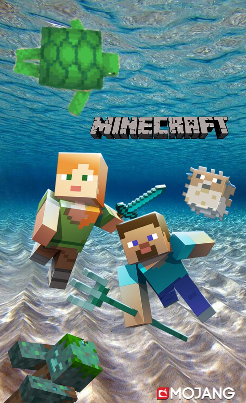 800x1307 HD minecraft underwater wallpaper