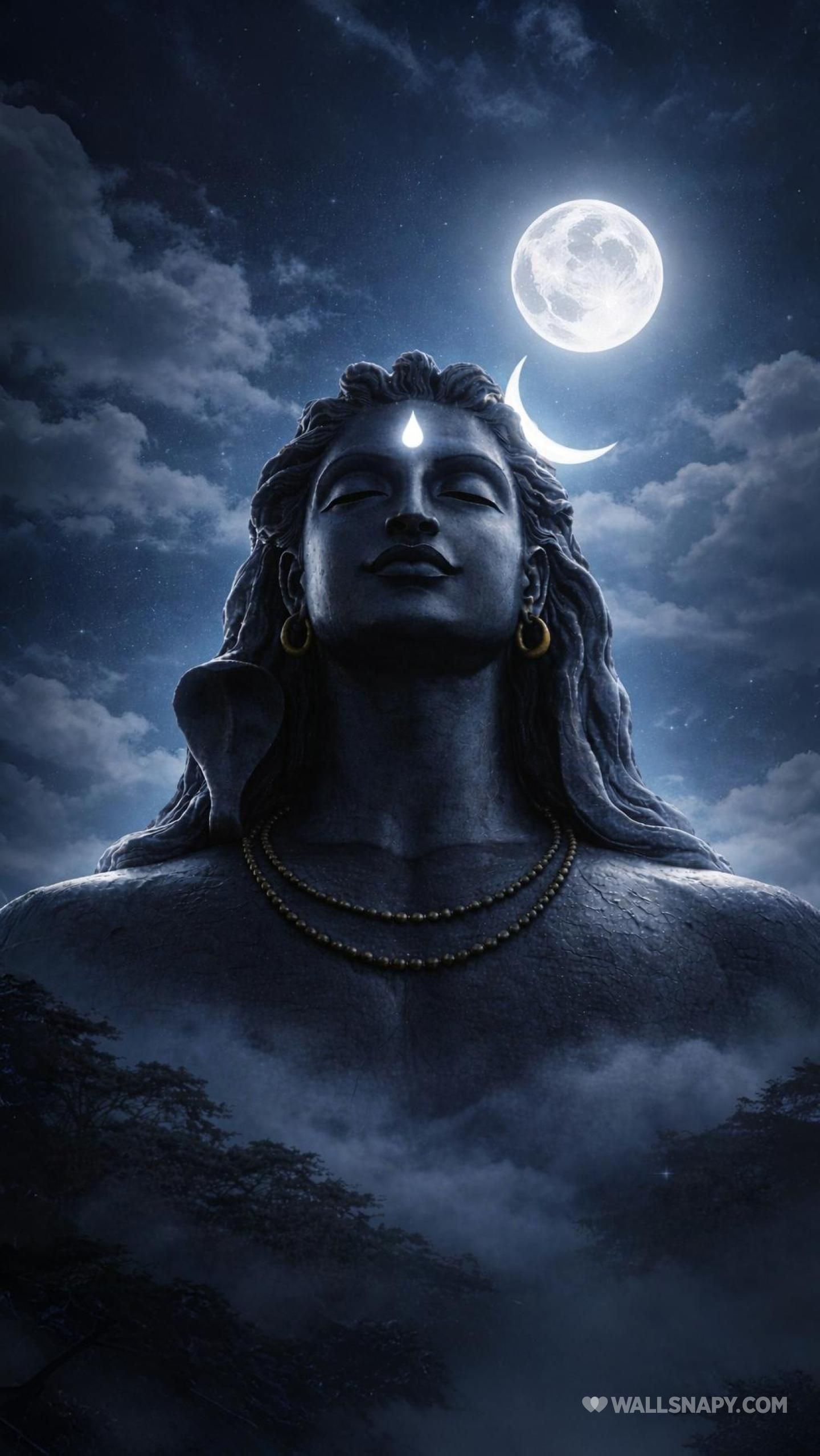 1440x2559 Top isha adiyogi night show full moon glow 4k wallpaper
