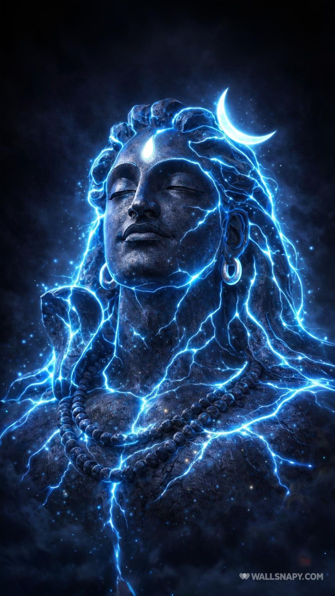 1080x1920 Stunning isha adiyogi HD blue neon aura portrait 4k mobile wallpaper