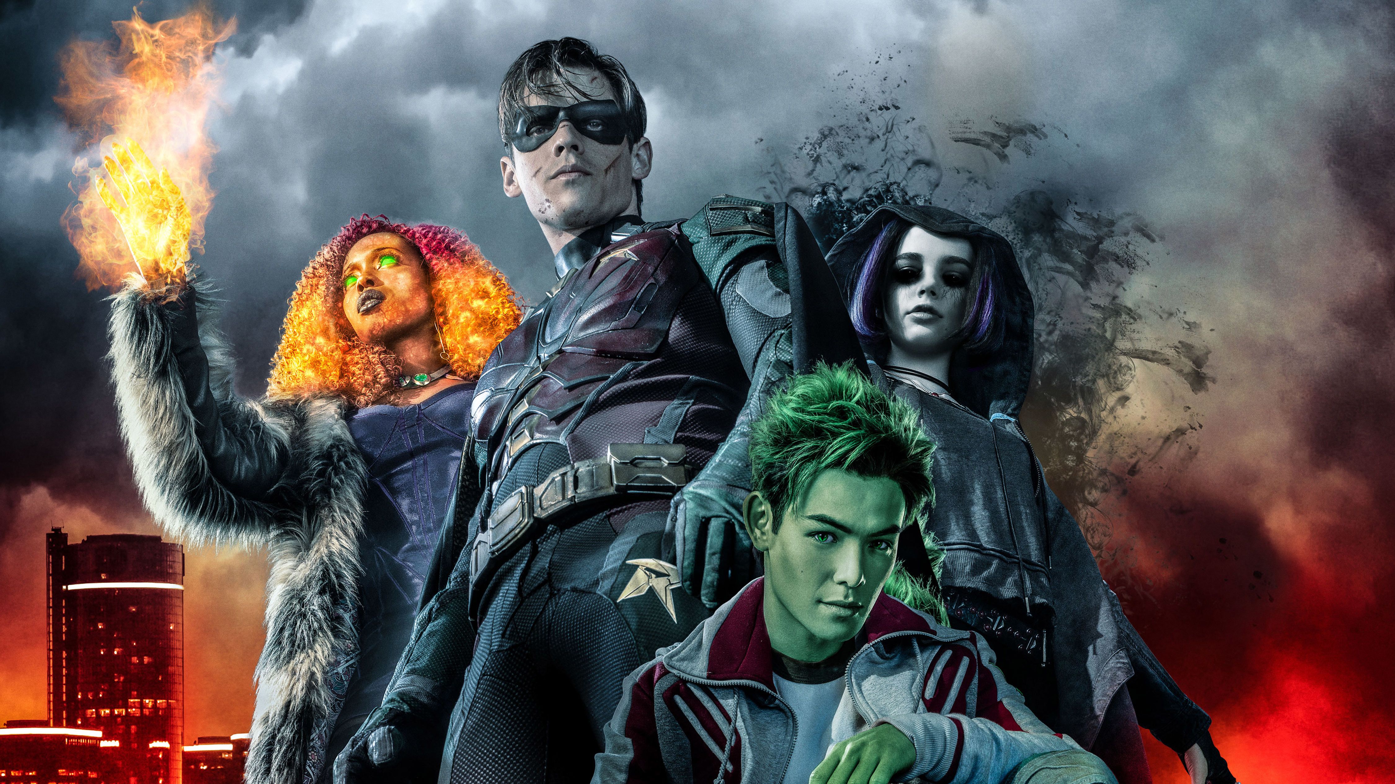 4500x2531 Phone wallpaper: Tv Show, Titans, Anna Diop, Beast Boy, Brenton Thwaites, Dick Grayson, Garfield Logan, Koriand'r, Raven (Dc Comics), Robin (Dc Comics), Ryan Potter, Starfire (Dc Comics), Teen Titans 512244