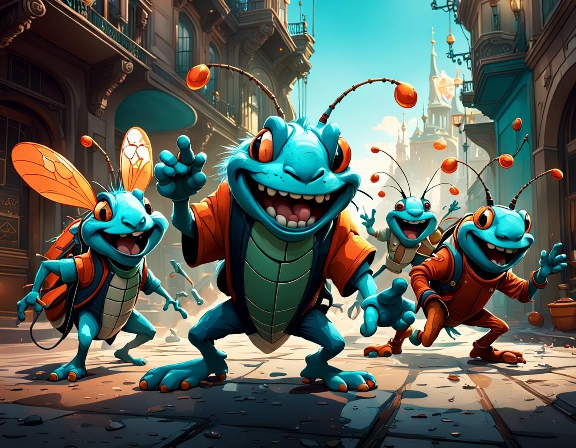 1152x896 Oggy and Cockroaches: Fun Banter in Concept Art