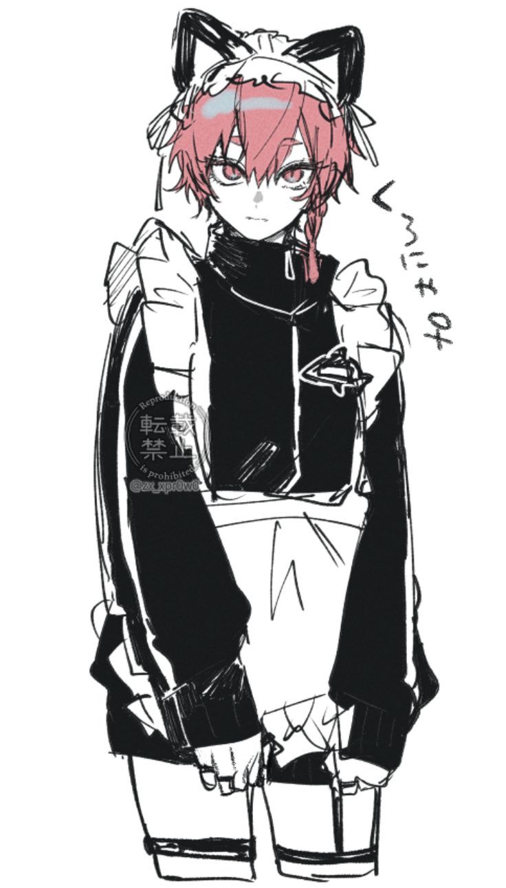 736x1291 Anime Character with Pink Hair and Black Clothes. Blue lock kurona ranze, Chigiri maid outfit