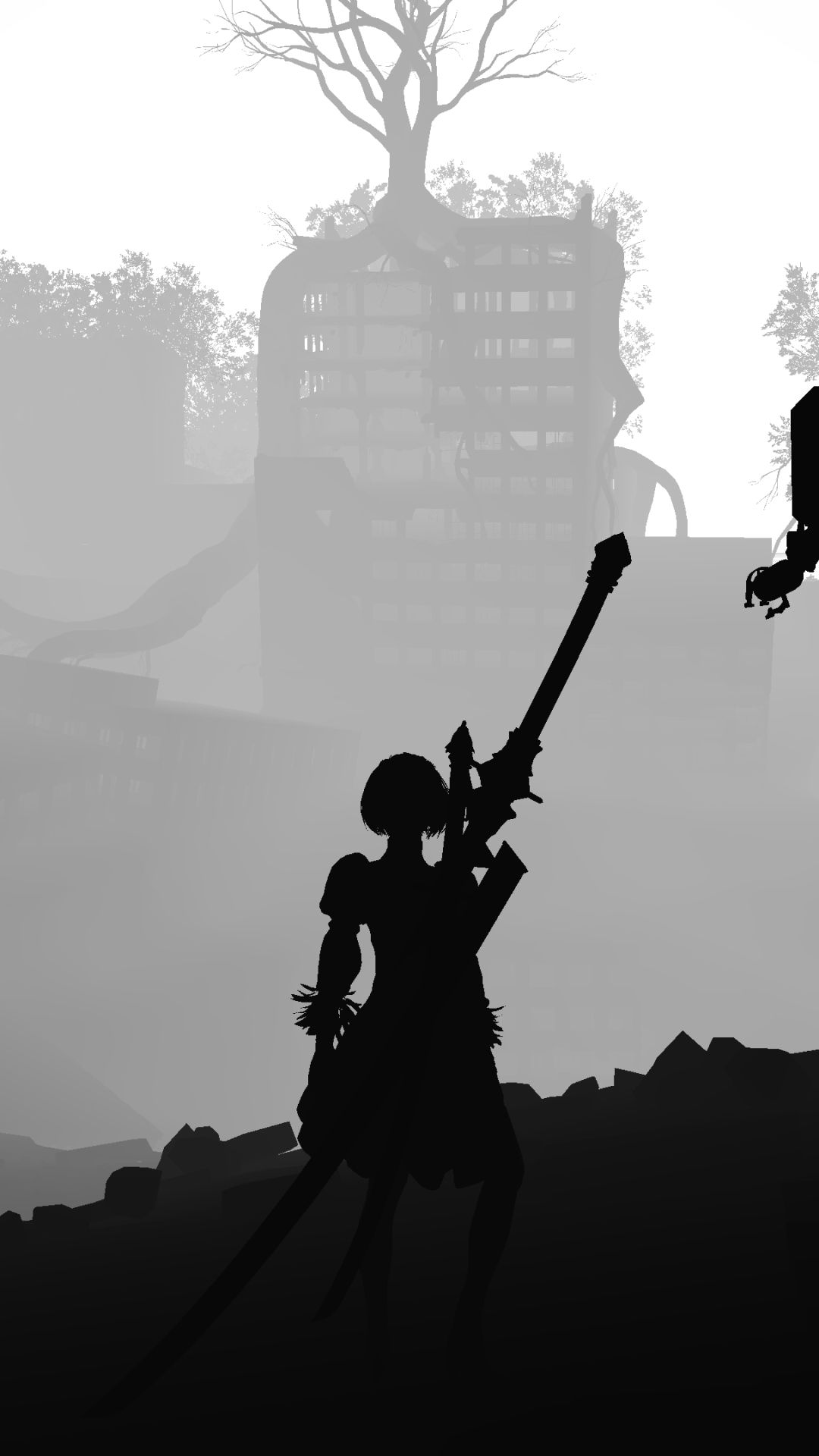 1080x1920 Phone wallpaper: Nier: Automata, Video Game, Black & White 1277116