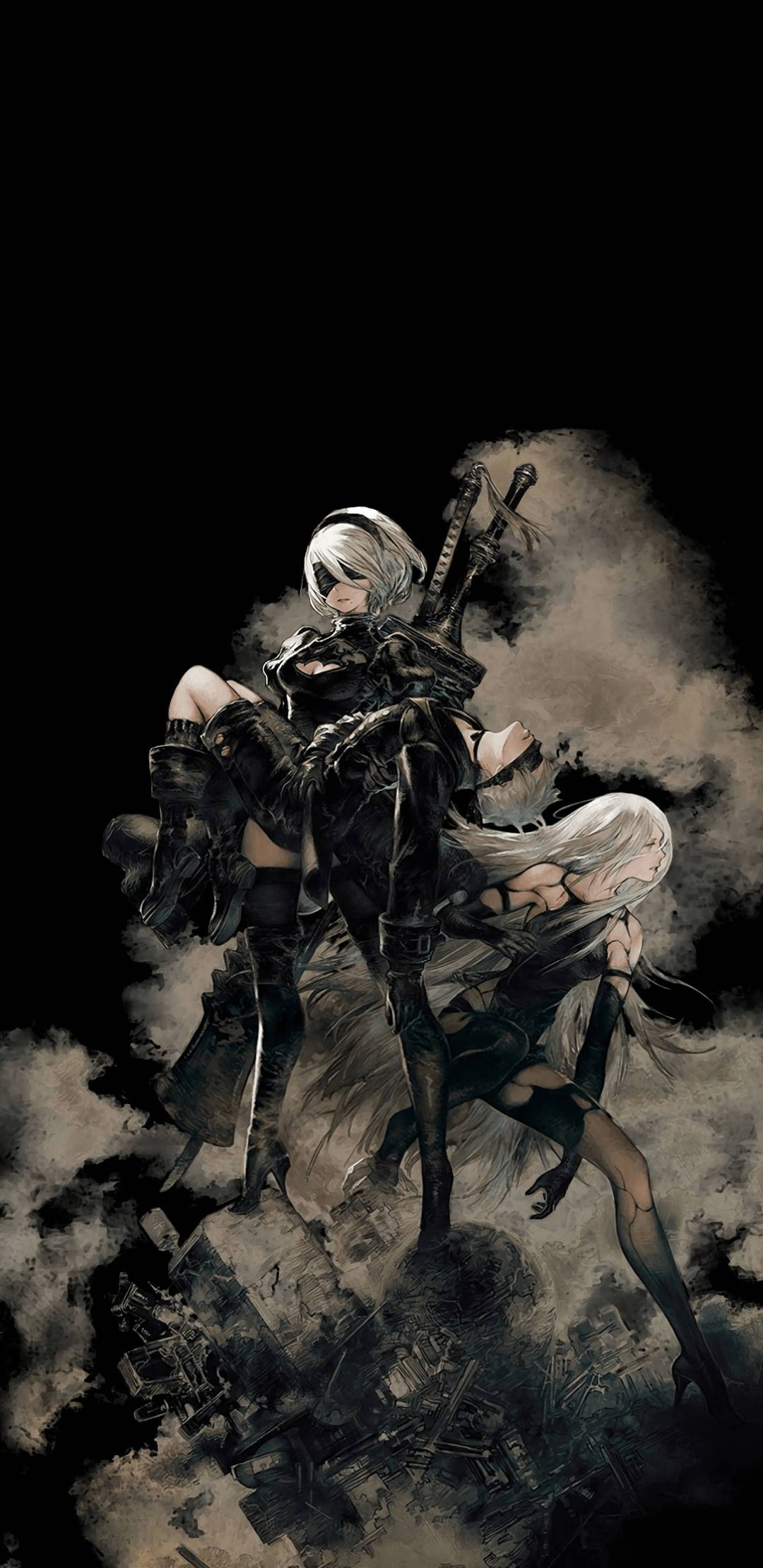 1080x2220 I don't think anyone's made a dark wallpaper with Automata's cover art, so I made it myself. There's two versions I made