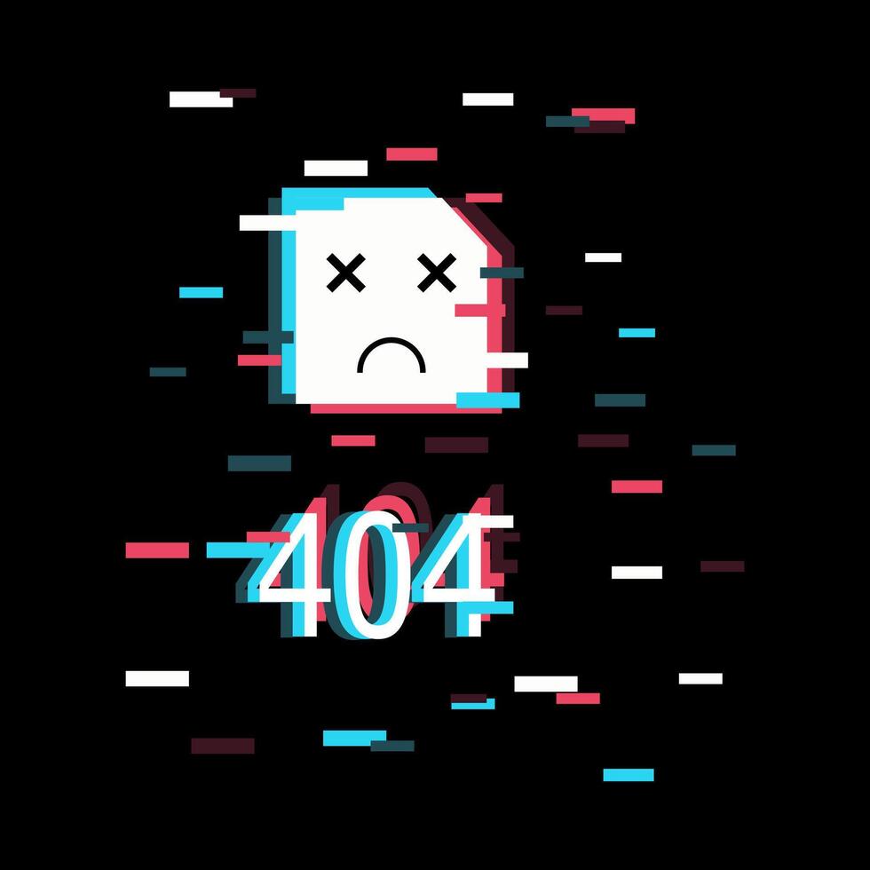 980x980 Page not found 404 error glitched screen vector