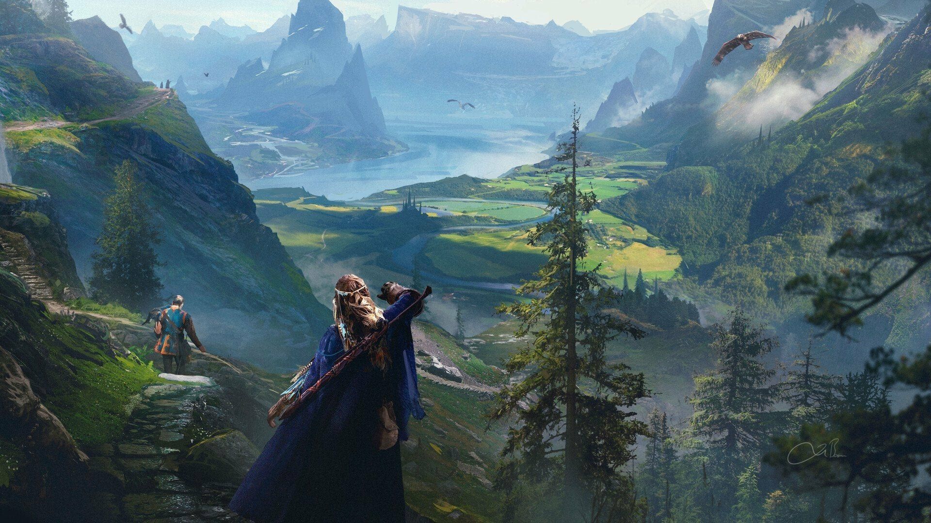 1920x1080 Epic Fantasy Adventure: Breathtaking HD Landscape Wallpaper