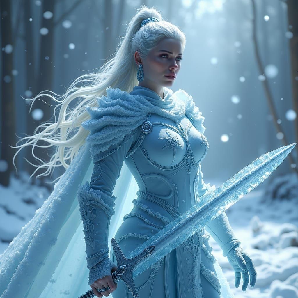 1024x1024 ice warrior 2 Warrior Queen with Sword in Fantasy Art