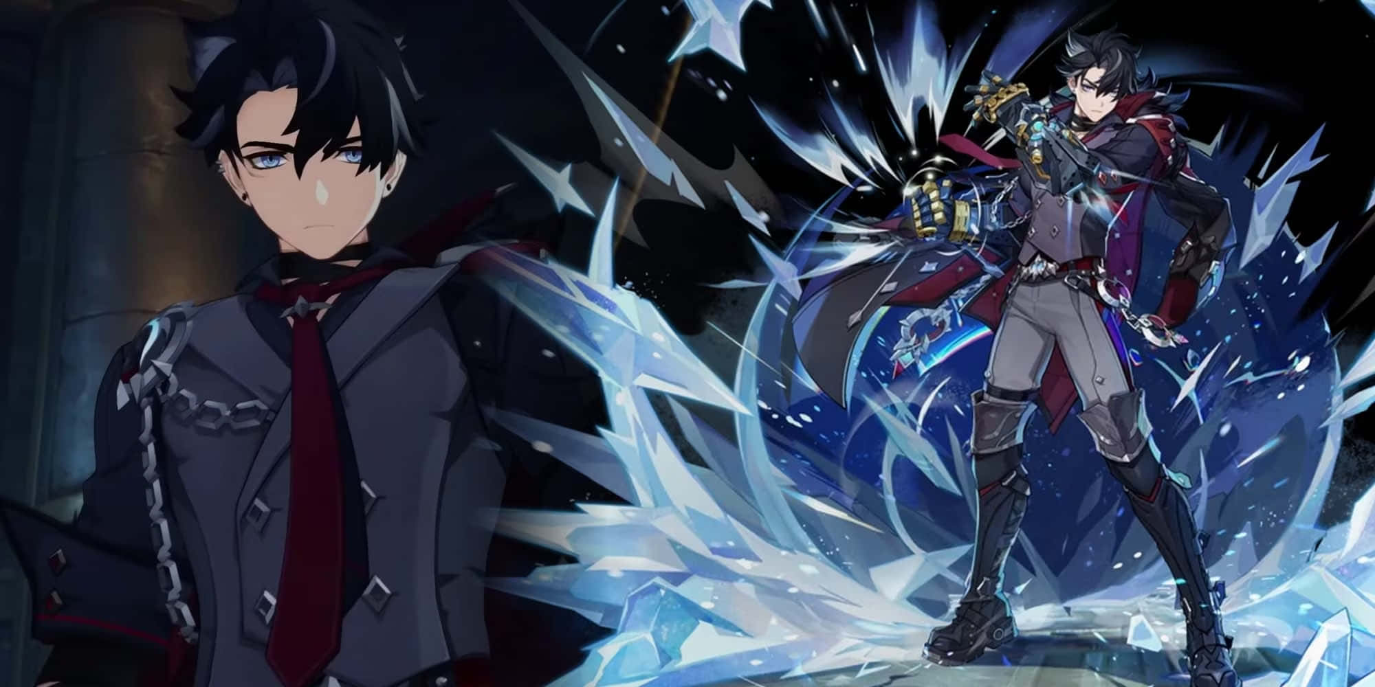 2000x1000 Download Anime Warrior Ice Power Showcase Wallpaper