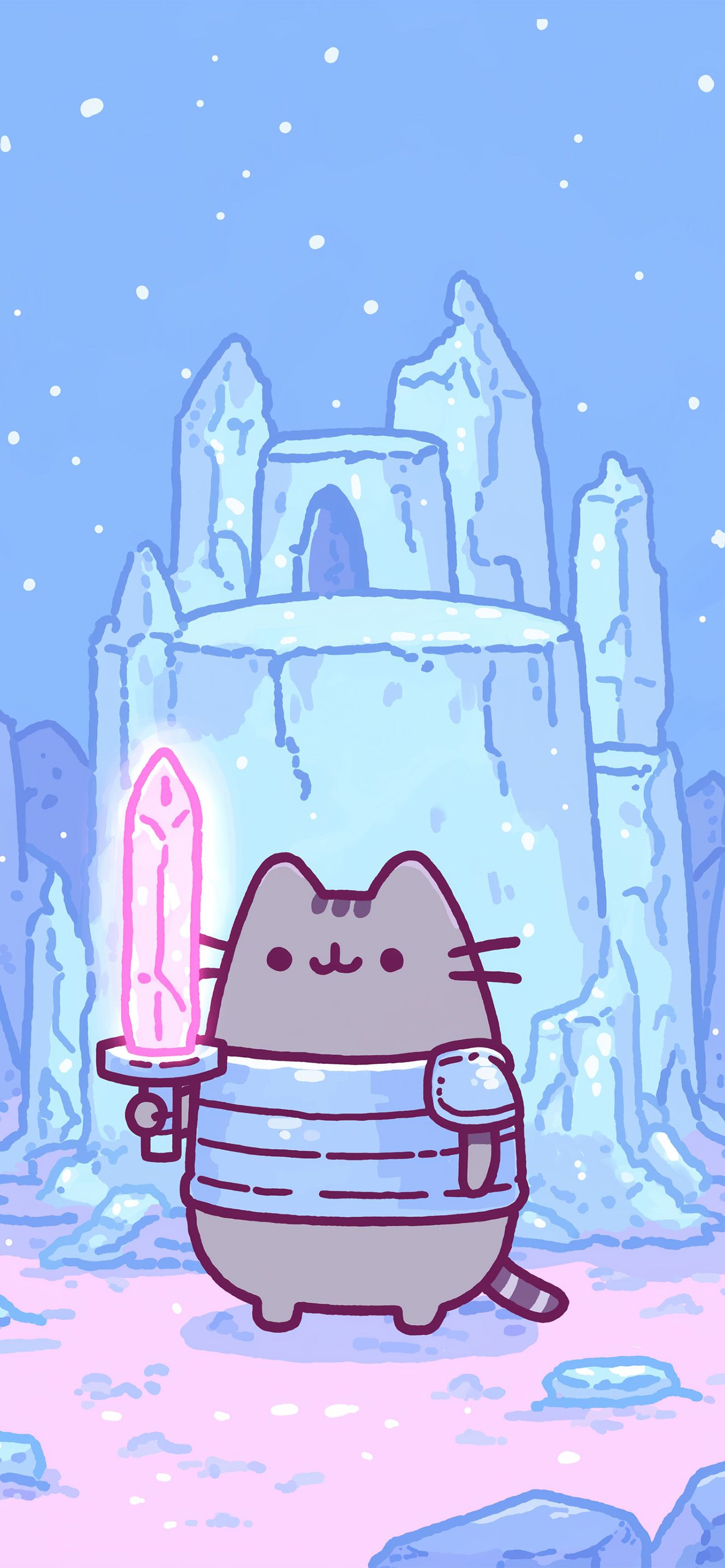 1326x2868 Pusheen Warrior Cat Ice Kingdom Wallpaper