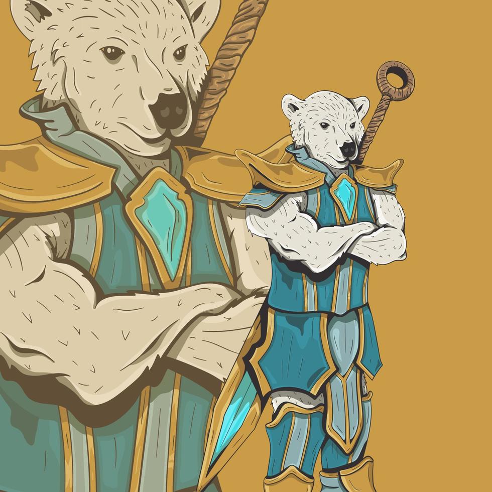 980x980 Ice Bear Mutant Half Animal And Human. Hand Drawn Sketch. Vector Engraved Illustration For Wallpaper, T Shirts, Mascot And Fantasy Characters For Role Playing Game