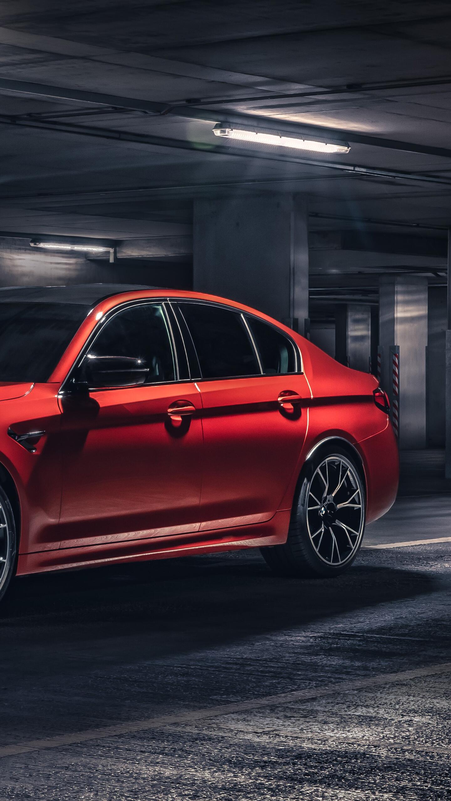 1440x2560 Red BMW M5 F90 in the underground parking lot · 1440x2560 QHD free photo from viola and wallpaper