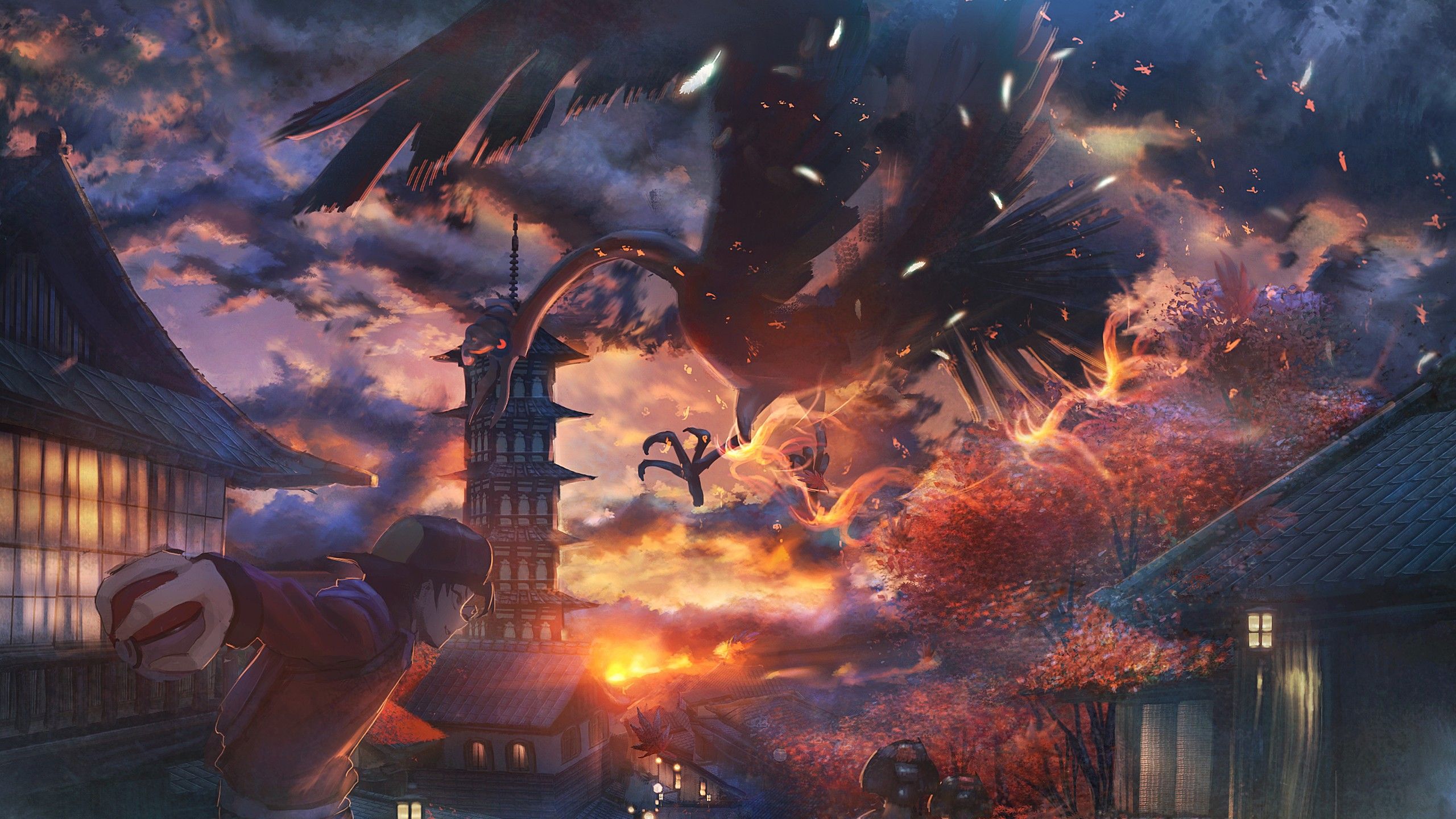 2560x1440 Ethan Ho Oh HD Pokemon Wallpaper
