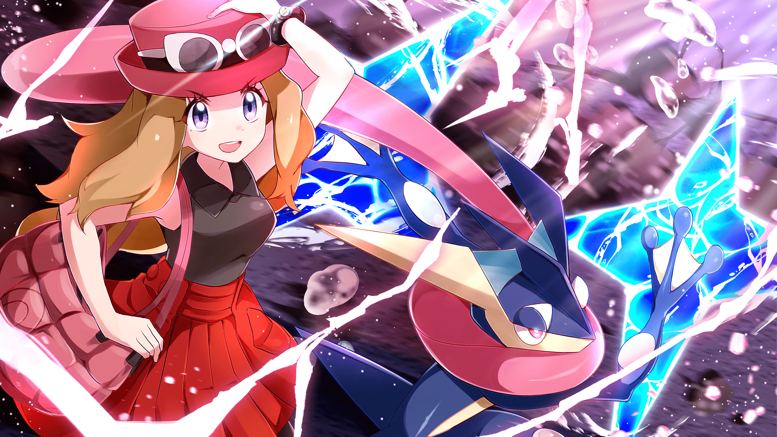 2560x1440 Greninja & Serena: Dynamic Duel in Pokémon X and Y HD Wallpaperx1440