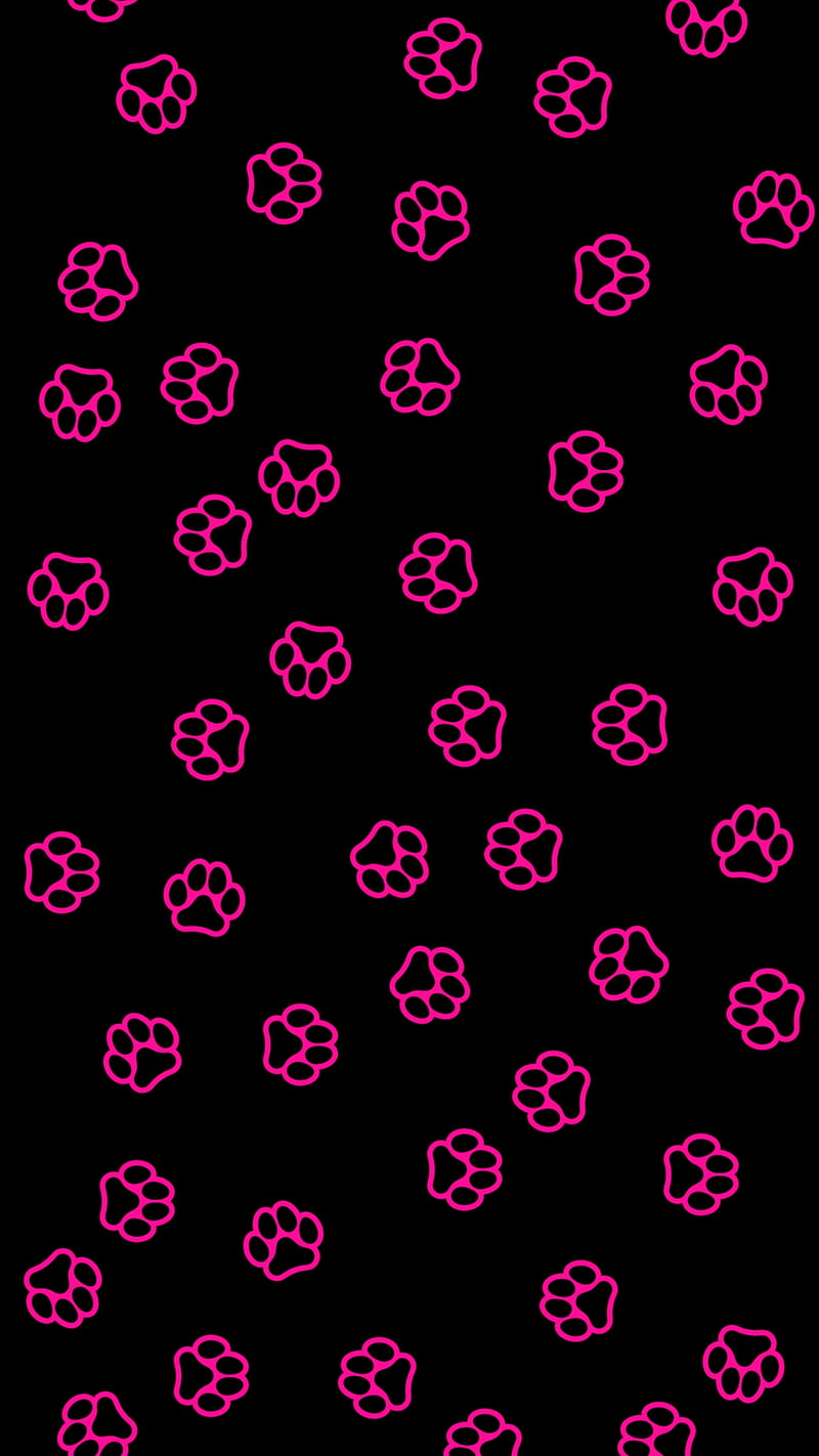 800x1422 Paw prints, animal, cute, desenho, loveurhunny, pattern, paw, pink, HD phone wallpaper