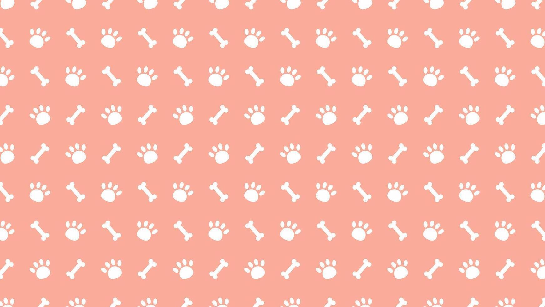 1742x980 Cute pattern with white dog paw prints and bones on a salmon pink background. Ideal for pet shop branding, animal textiles, puppy wallpaper, and veterinary clinic graphic design 75701988 Vector Art