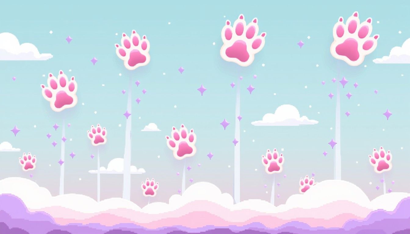 1344x768 Download Floating Pink Paw Image, Pink, Floating