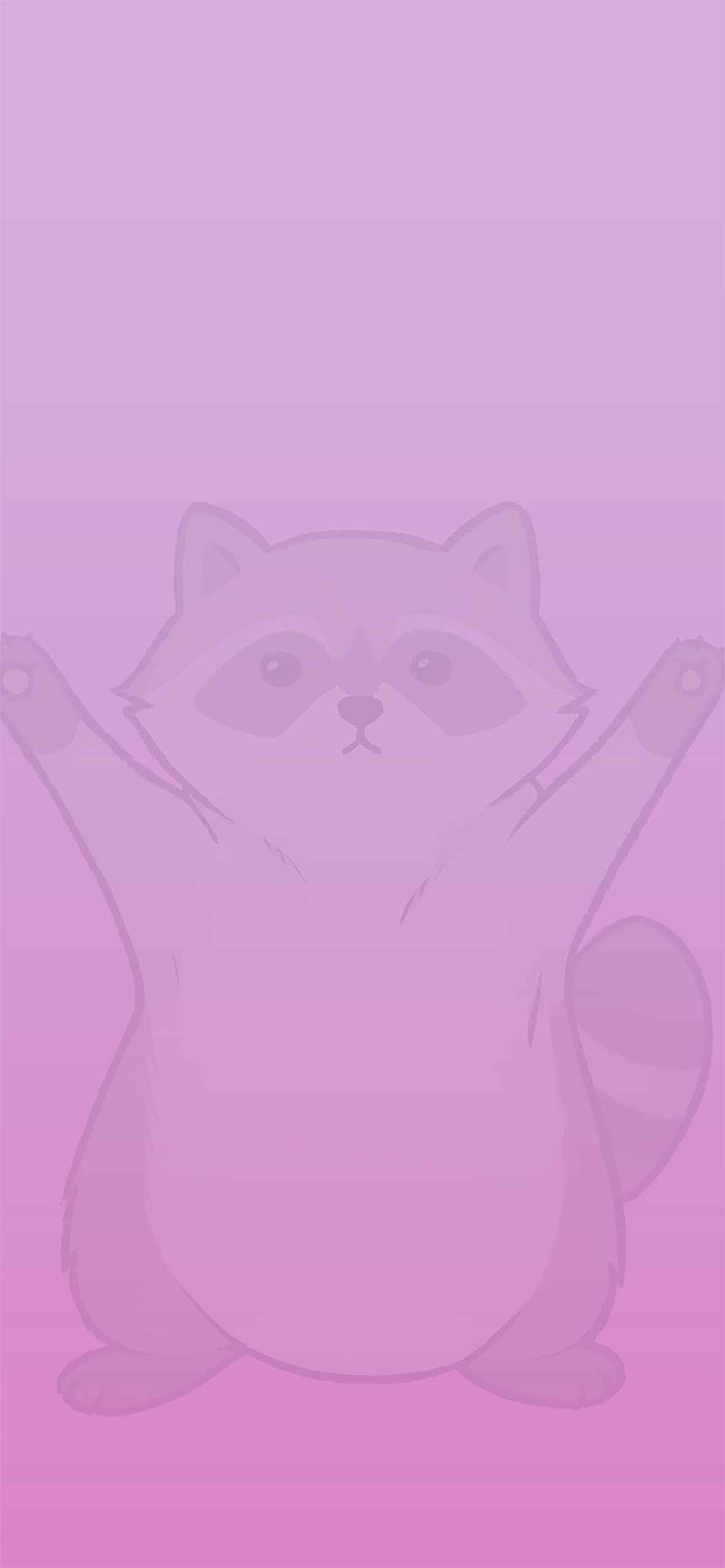 1180x2553 Kawaii Raccoon Paws Up Pink Wallpaper Wallpaper HD