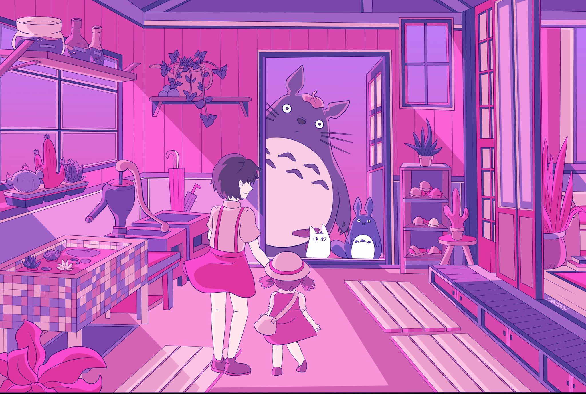 2048x1376 torasshuu on X: Swipe left >>> ♡♡♡ Hello neighbor. ♡♡♡ Lofi Ghibli collection number 2: My neighbor totoro! Watch out for the next one. I'm open for commision if anyone wants to. #