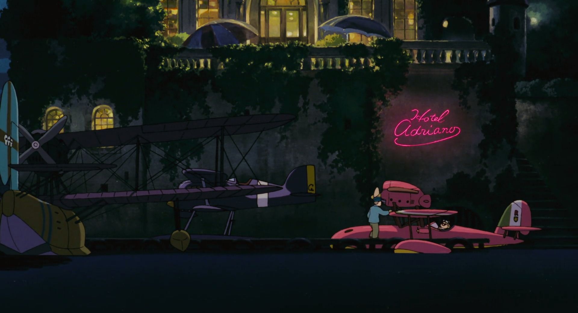 1920x1040 Studio Ghibli's Porco Rosso: Enchanted Hotel Night HD Wallpaperx1040