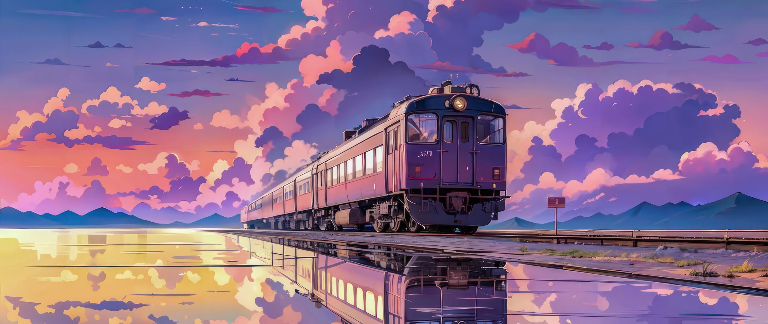 2560x1080 Purple Aesthetic Train Wallpaper, 2560x1080 Resolution HD 4k Wallpaper, Image, Background, Photos and Picture