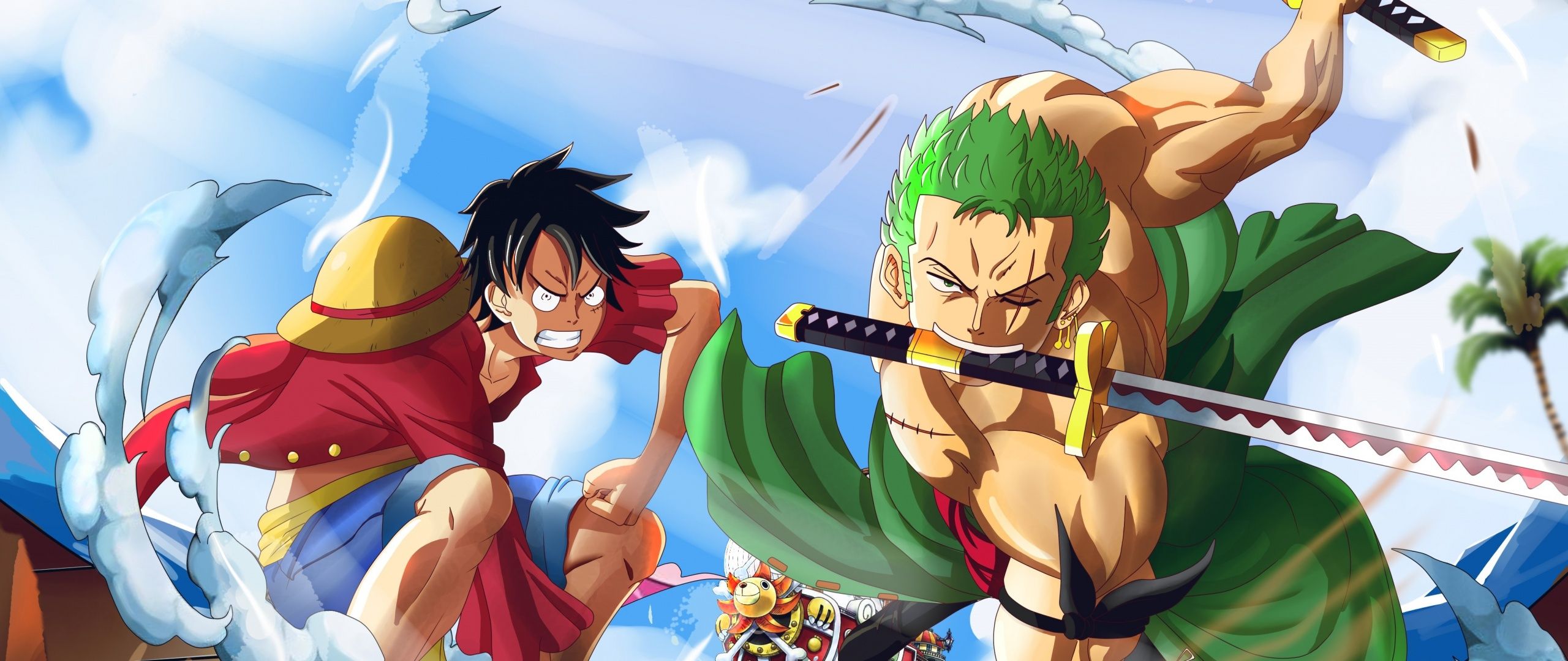 2560x1080 Monkey D. Luffy Wallpaper 4K, Roronoa Zoro, One Piece