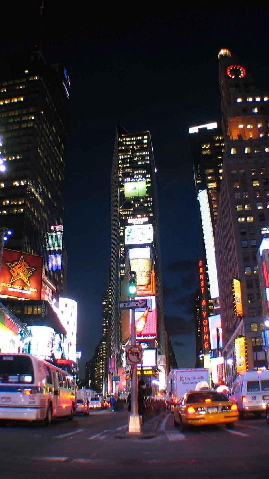 938x1668 Wallpaper New York, City, Night, Lights, Times Square Square HD Wallpaper