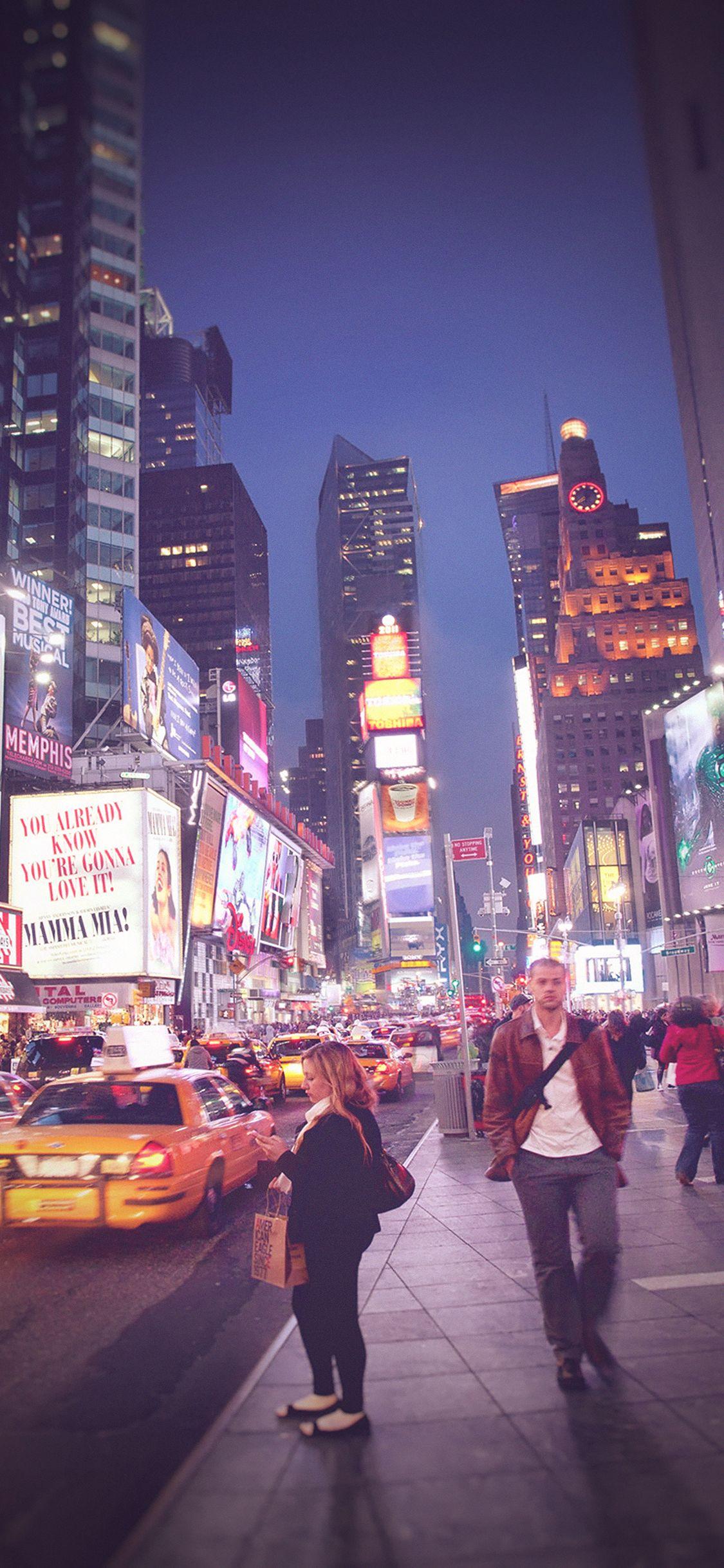 1125x2436 iPhone X wallpaper. new york street night city vignette