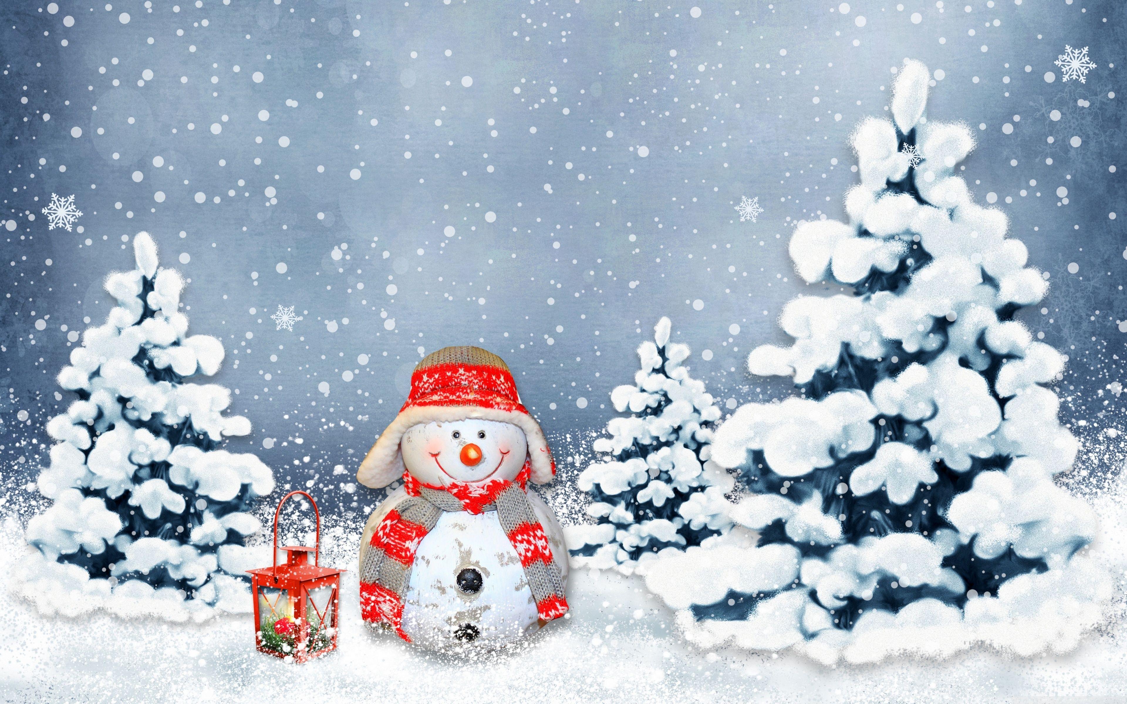 3840x2400 Snowmen Desktop Wallpaper