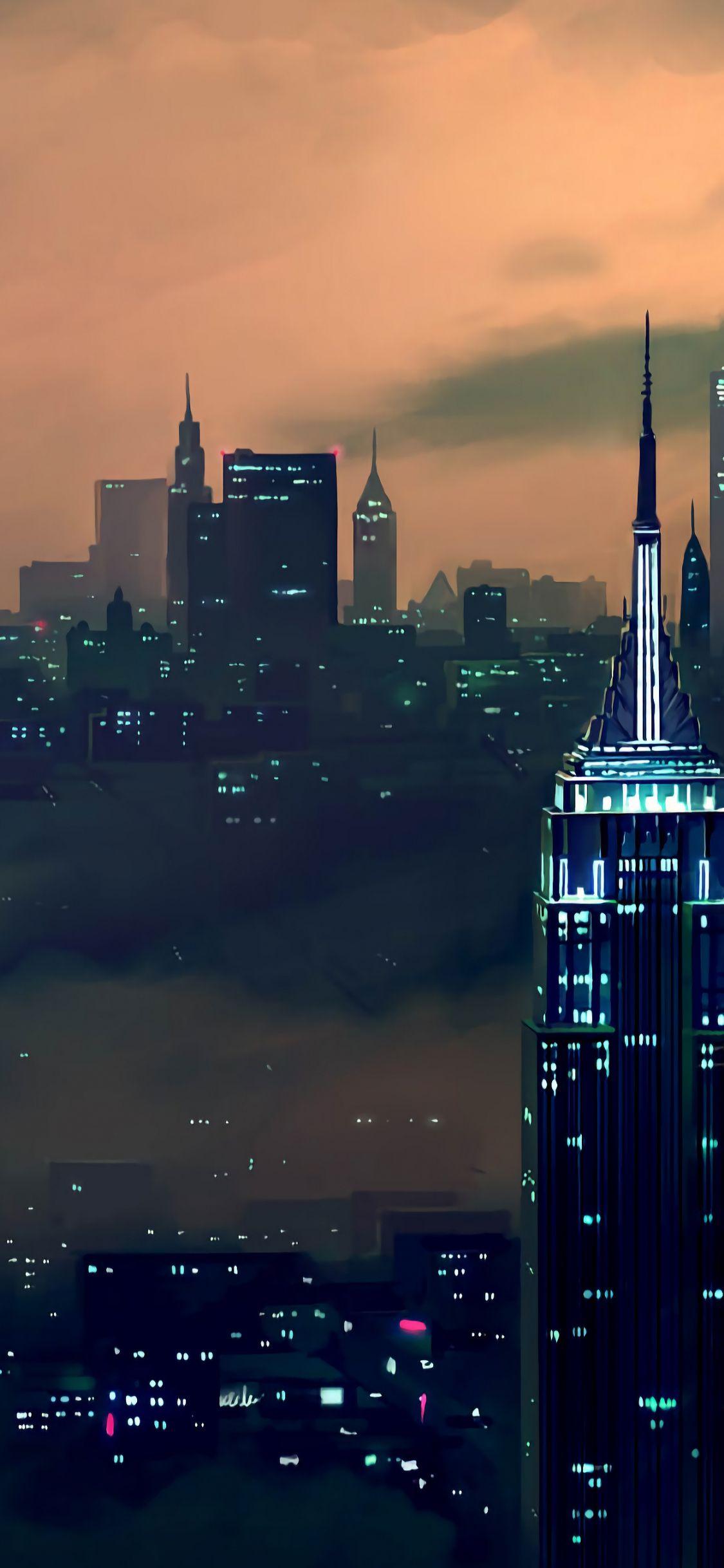 1125x2436 Download 1125x2436 wallpaper night, dusk, new york, city, buildings, art, iphone x 1125x2436 HD image, background, 9966