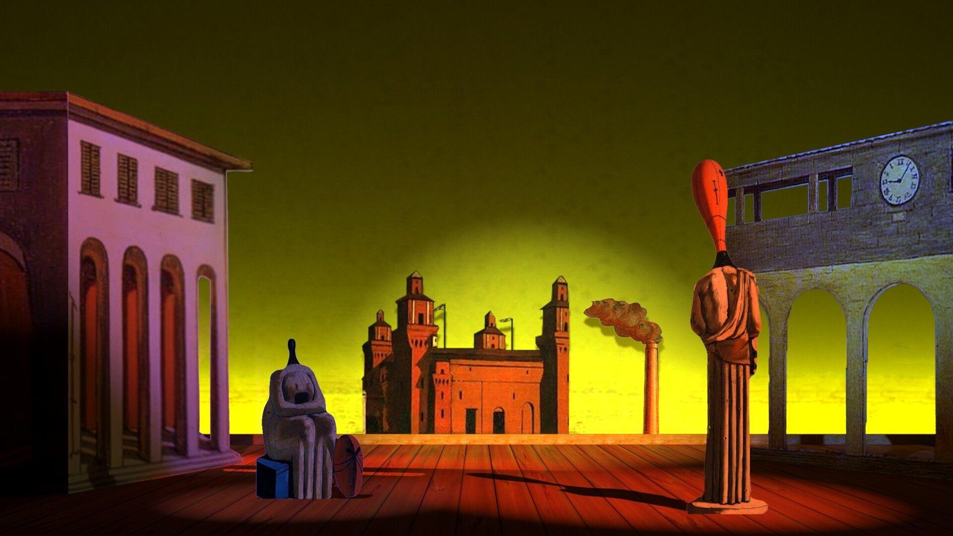 1920x1080 Theater Stage Design (Inspired from Giorgio De Chirico Metaphysical Paintings), Zyad Fathy