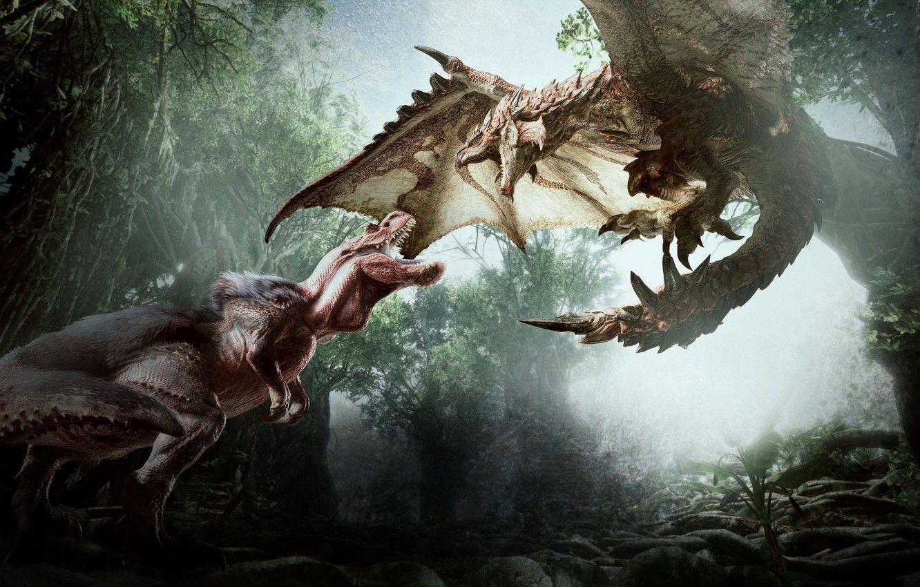 1332x850 Wallpaper game, predator, fang, Monster Hunter, dinosaur, E3 Rathalos, Monster Hunter World image for desktop, section игры