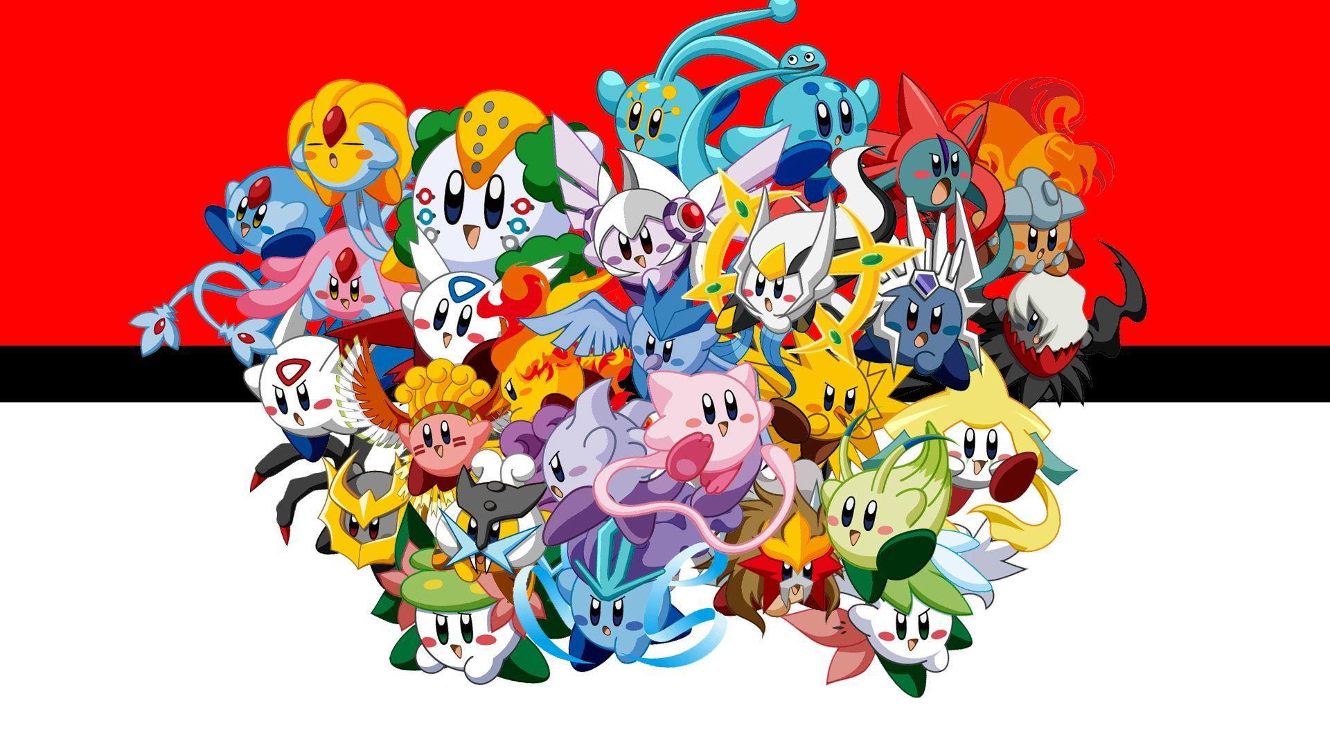 1920x1080 I made a wallpaper with Kirby as (most of) the Legendary Pokémon