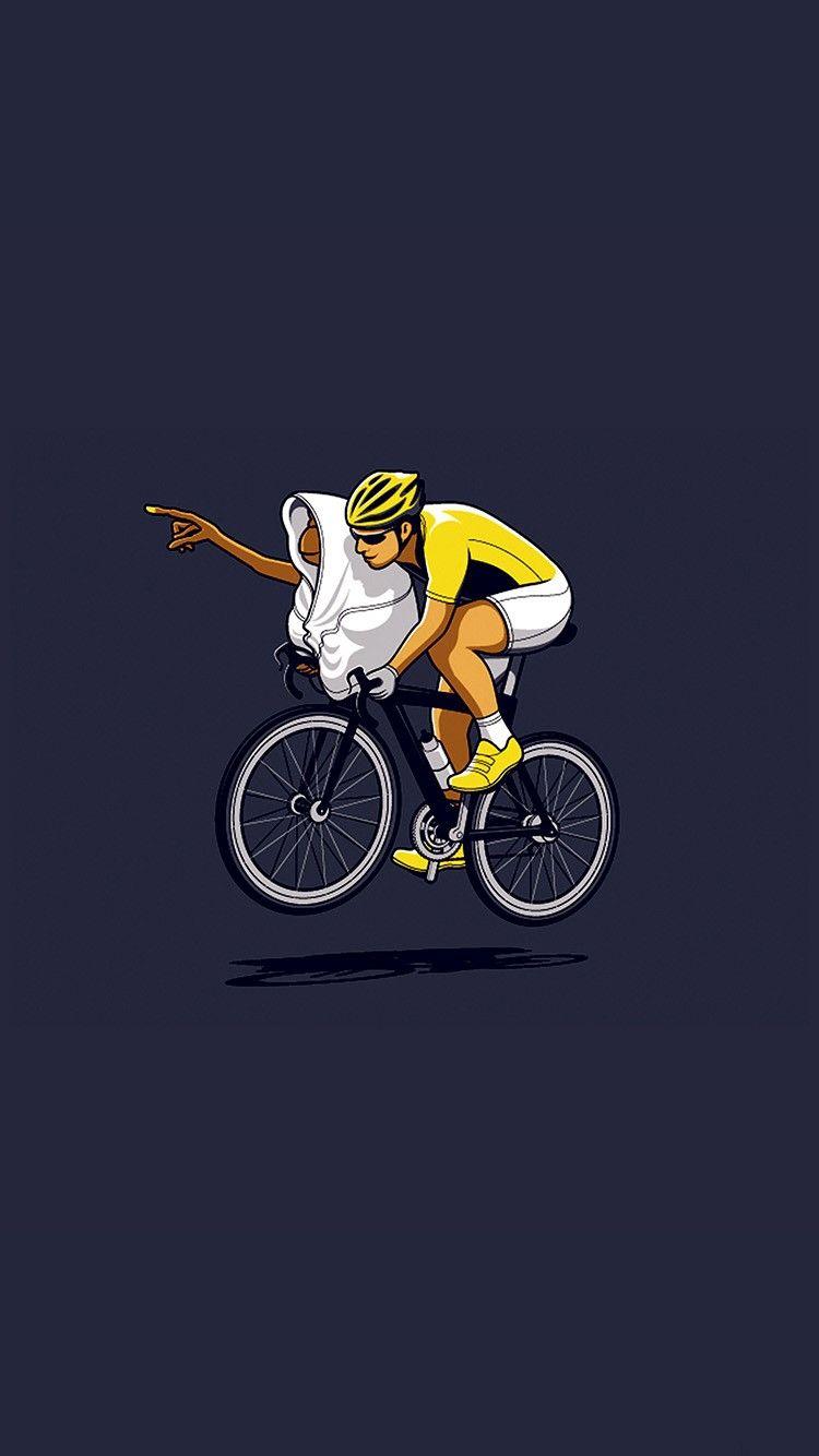 750x1334 ET Riding Bike Funny Illustration iPhone 6 Wallpaper HD
