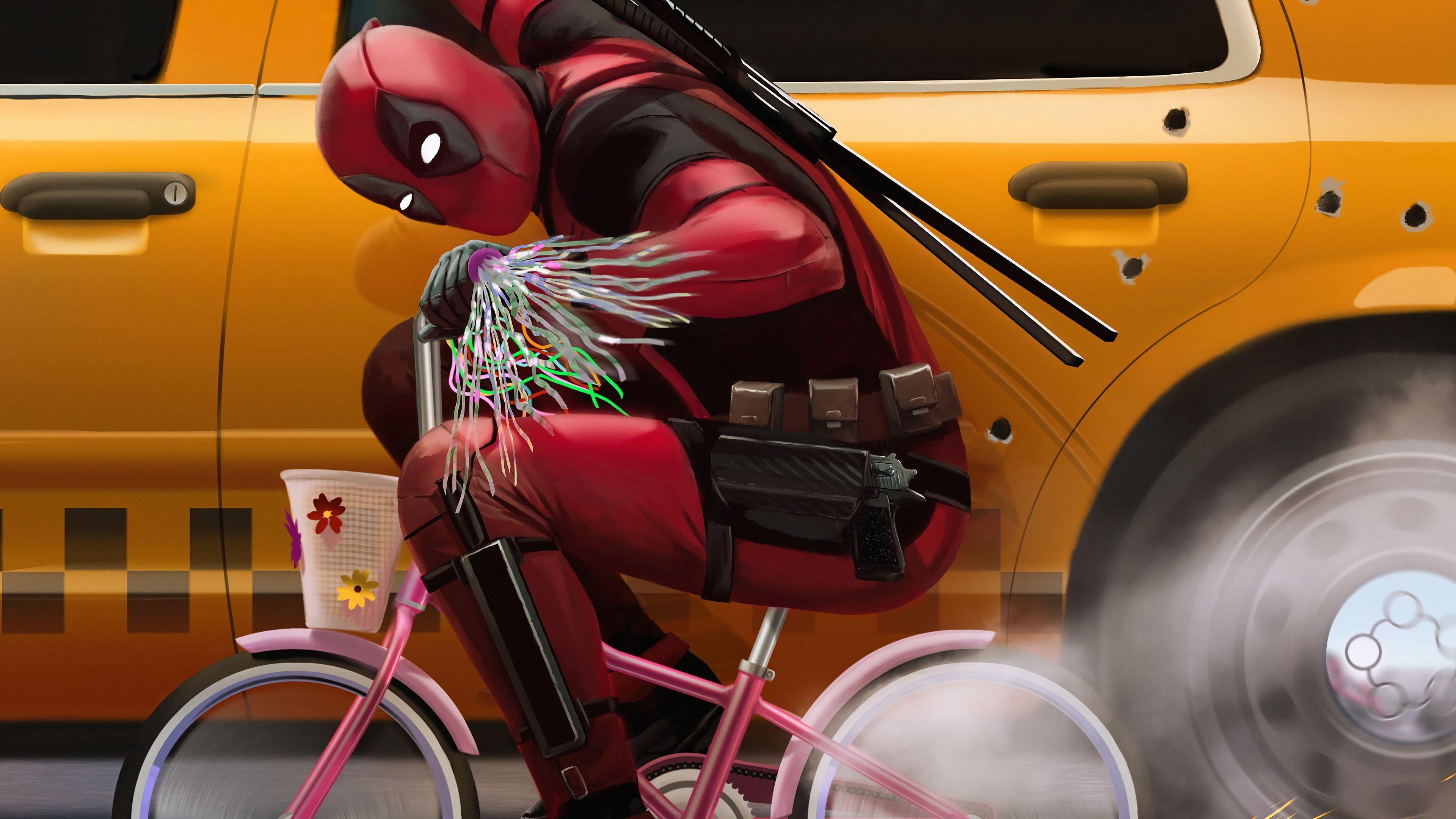 3840x2160 Wallpaper 4k Deadpool Riding Bike Deadpool 2 Movie 4K Wallpaper Deadpool, Deadpool 2