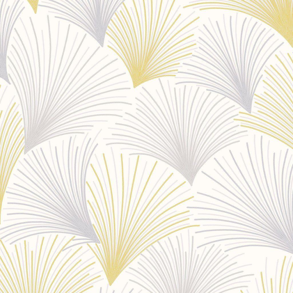 1024x1024 Gatsby Yellow and Grey Glitter Art Deco Fan Wallpaper A43903