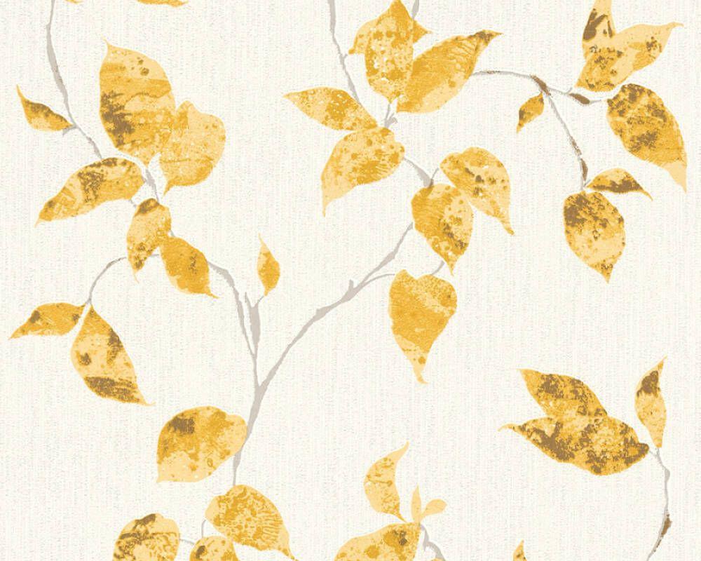 1000x800 A.S. Création Wallpaper «Cottage, Floral, Gold, Metallic, White, Yellow» 366872