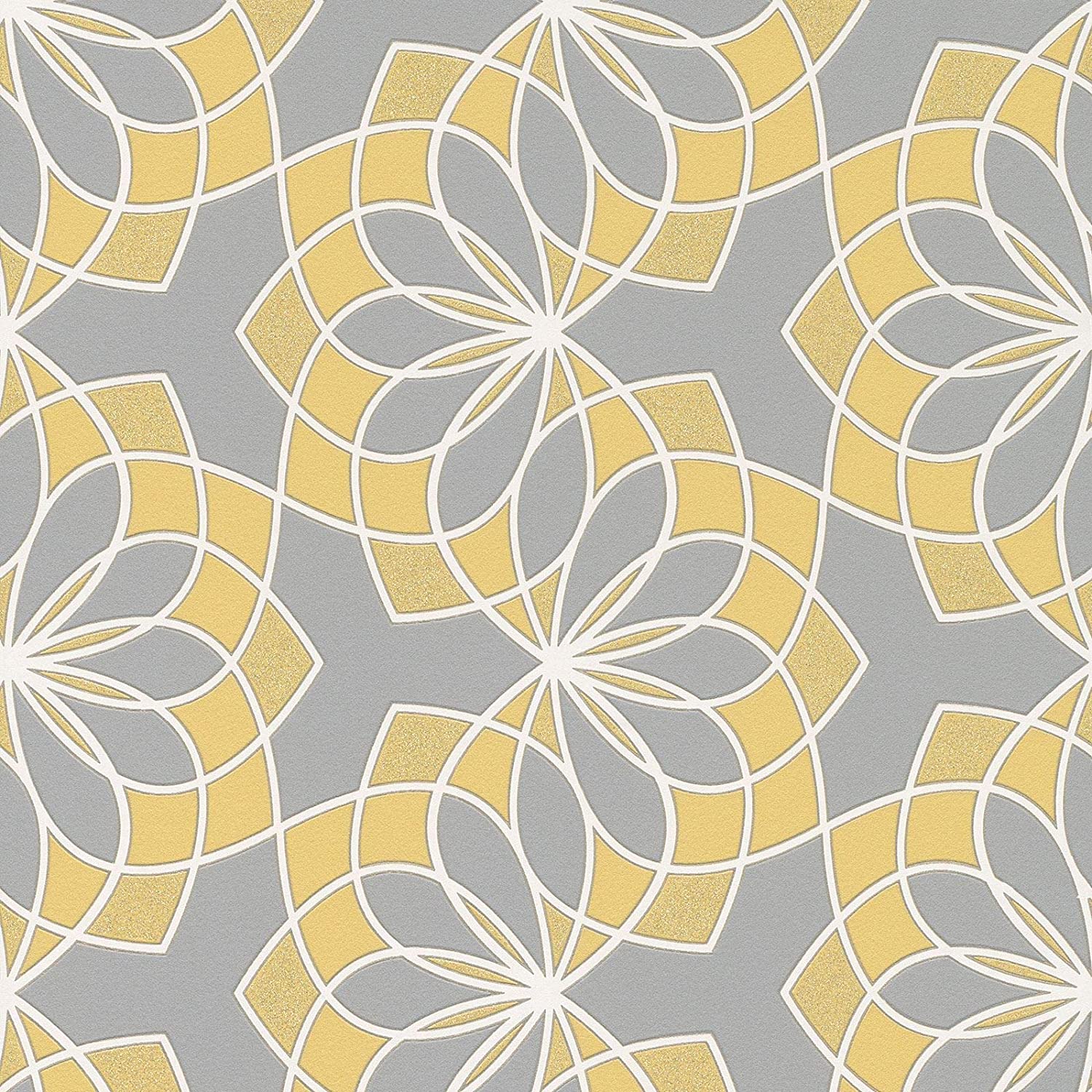 1500x1500 Geometric Wallpaper Modern Glitter Embossed Bold Funky Grey Yellow White Rasch: Amazon.co.uk: Kitchen & Home