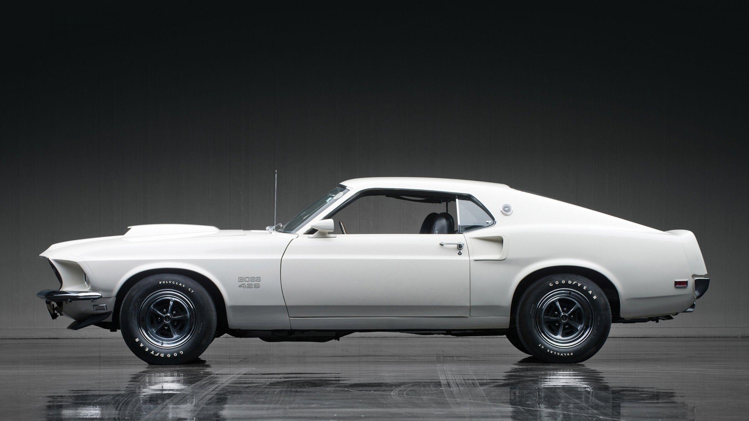 2560x1440 Download 2560x1440 Ford Mustang Boss White, Side View, Classic, Cars Wallpaper for iMac 27 inch