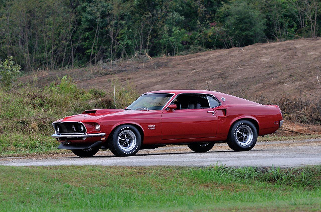 1280x849 Wallpaper Ford 1969 Mustang Boss 429 Retro burgundy Side automobile