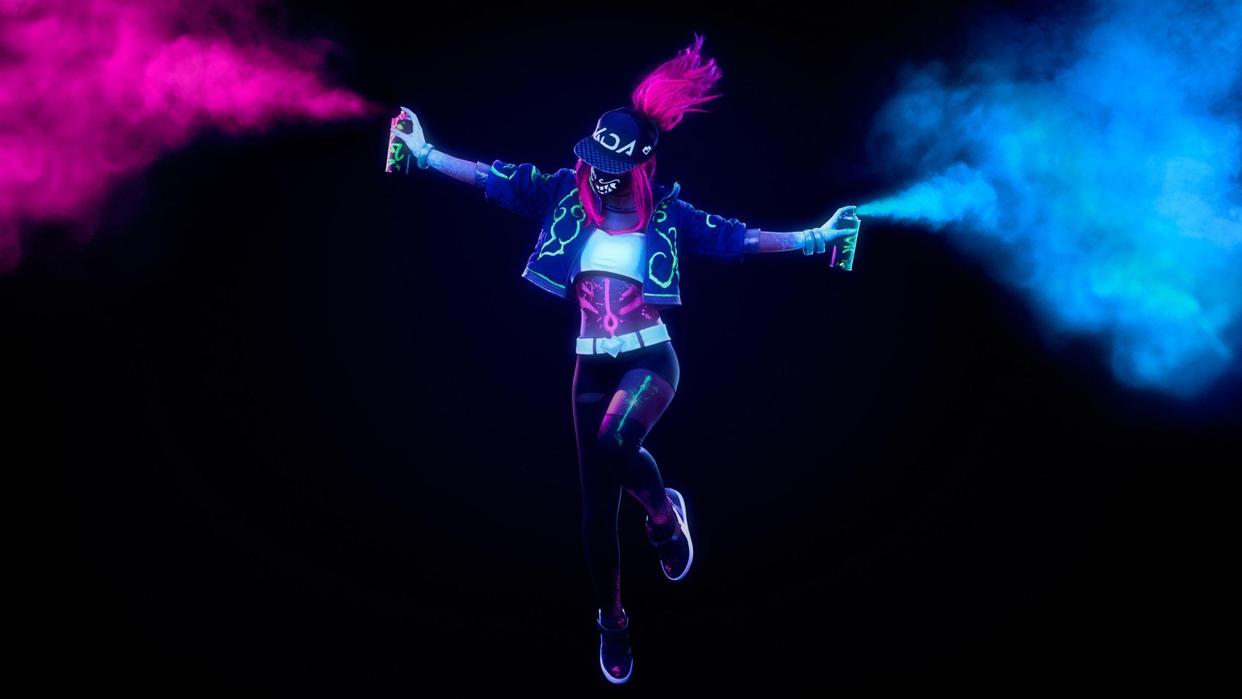 2560x1440 Download KDA, Akali, League of Legends, neon art, 2019 wallpaper, 2560x Dual Wide, Widescreen 16: Widescreen