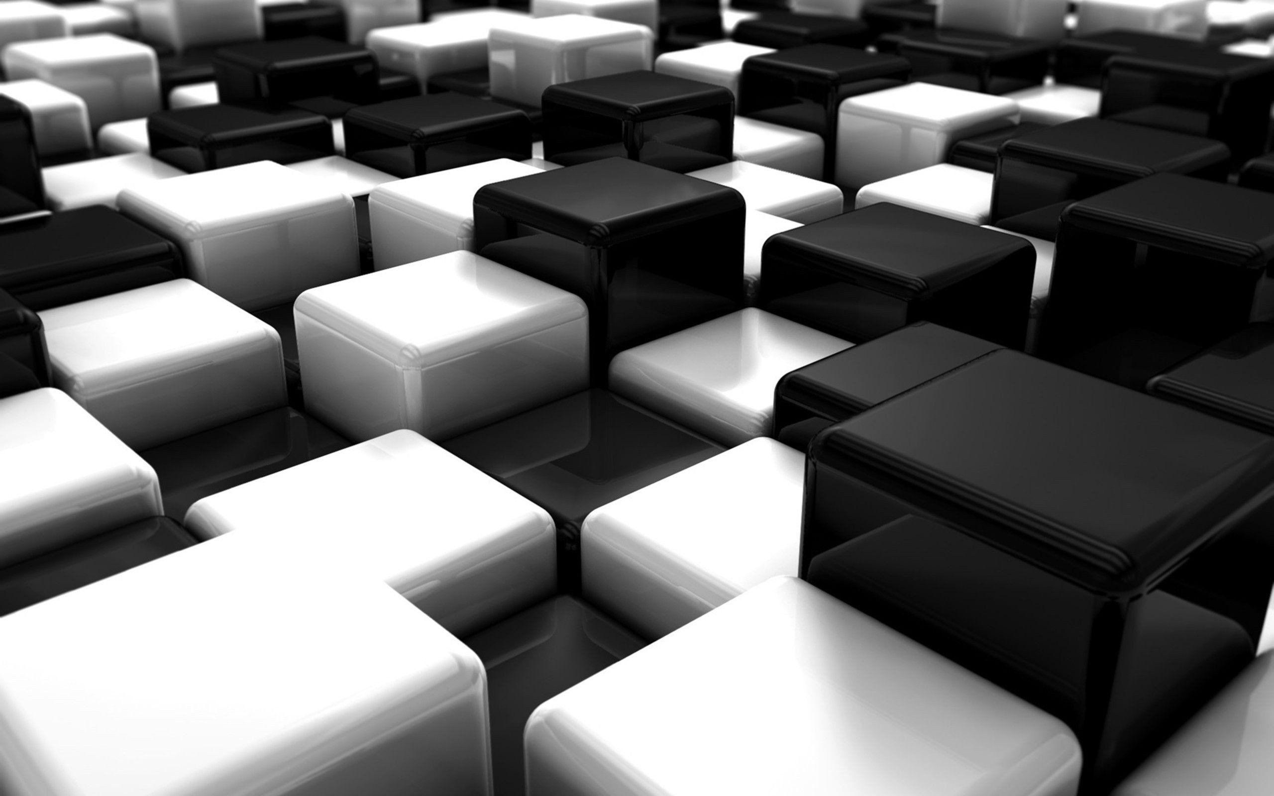 2560x1600 abstract, Black, And, White, Blocks, Cubes, Digital, Art Wallpaper HD / Desktop and Mobile Background