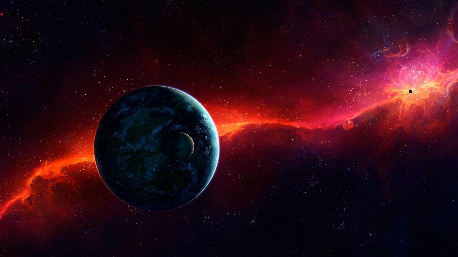 1920x1080 Download 1920x1080 Earth, Galaxy, Red Nebula, Cosmos Wallpaper for Widescreen