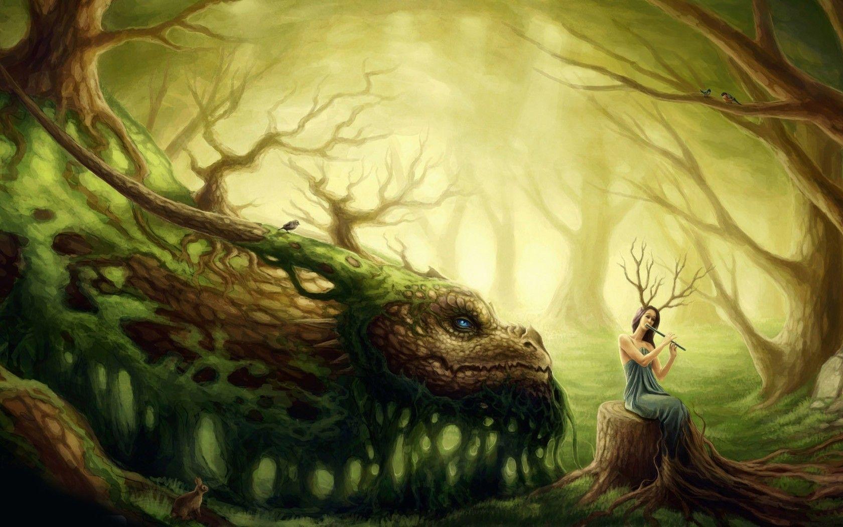 dragons and fairies wallpaper