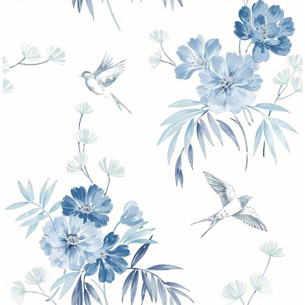 1000x1000 Brewster Home Fashions Deja Blue Floral Wallpaper. The Home Depot Canada