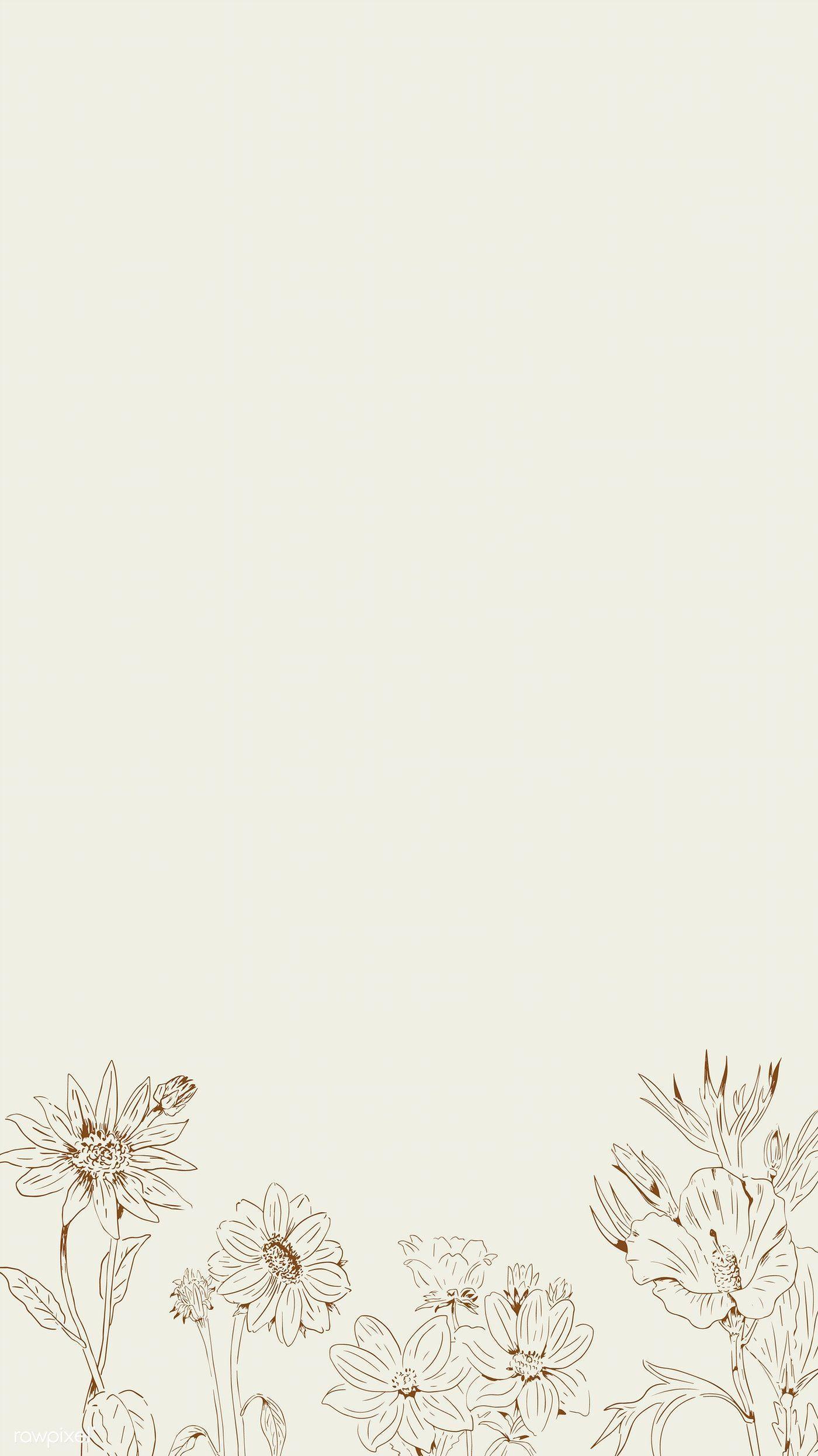 1400x2489 Download premium vector of Hand drawn wildflowers patterned mobile phone. Homescreen wallpaper, Instagram wallpaper, Phone wallpaper