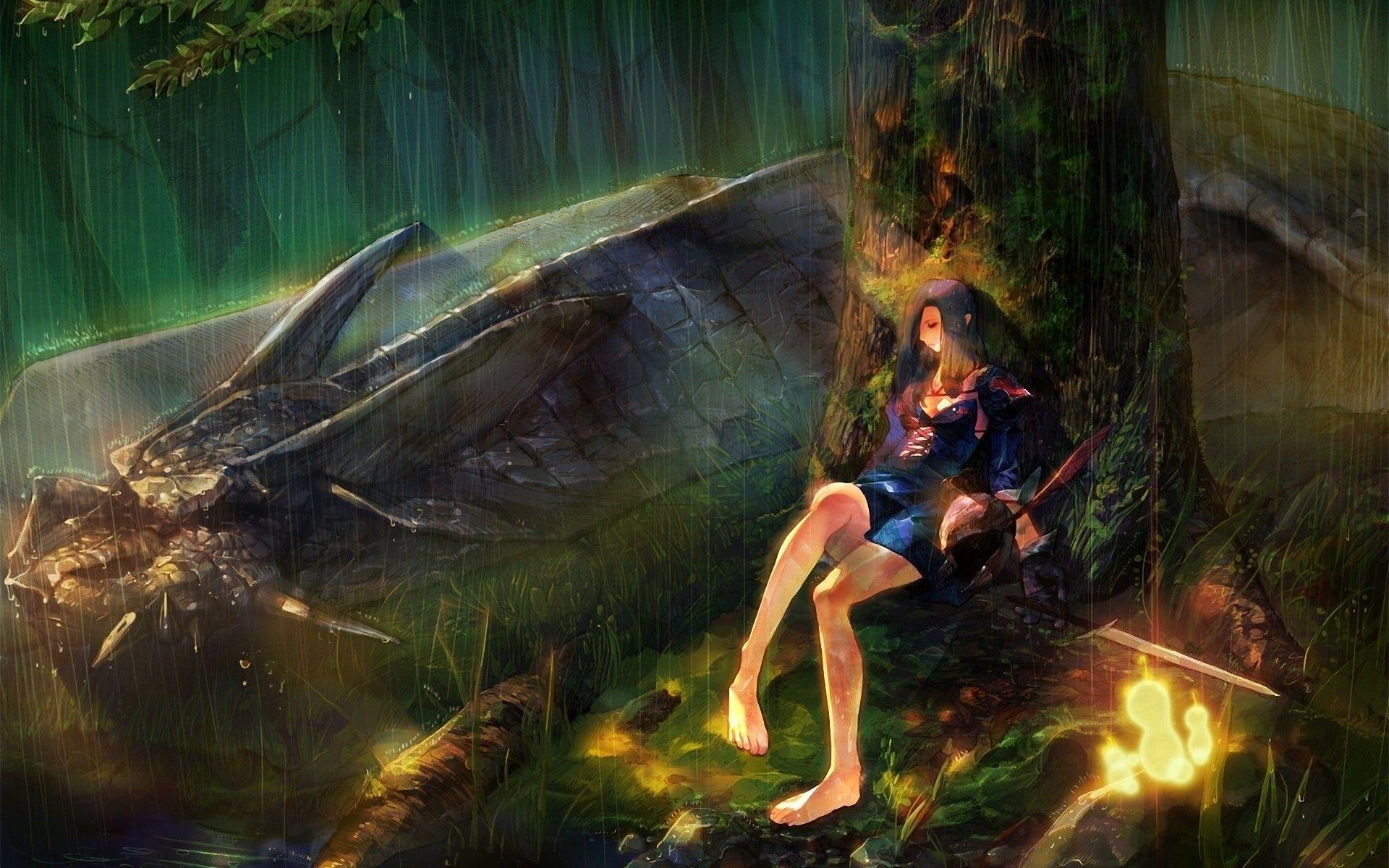 1920x1200 Dragons rain forest fantasy art artwork anime girls 1920x1200 wallpaper free desktop background and wallpaper