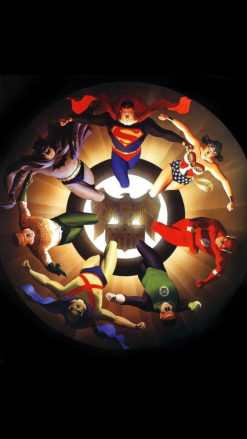 800x1422 Alex Ross JLA, alex ross, batman, black, justice league, justice league of america, HD phone wallpaper